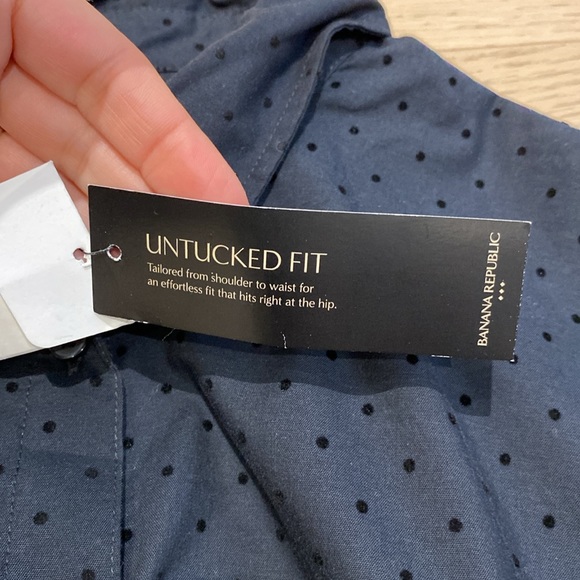 Banana Republic Oversized Shirt, Velvet Dots/Black, Untucked Fit, Unisex Style L - Picture 9 of 12